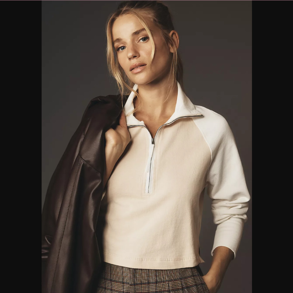 NWT Anthropologie Pilcro Collared Half-Zip Pullover